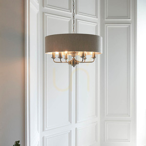 Endon Highclere Beige Fabric 6-Light Pendant Lamp 55cm small 4