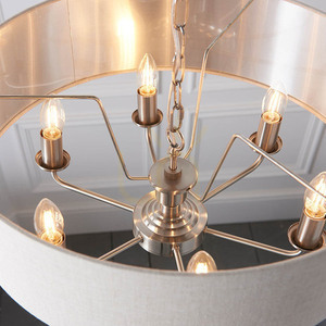 Endon Highclere Beige Fabric 6-Light Pendant Lamp 55cm small 5