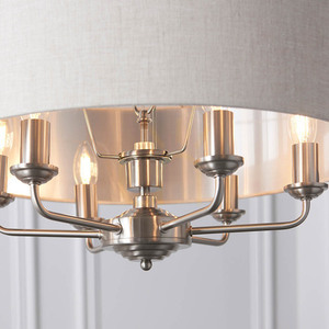 Endon Highclere Beige Fabric 6-Light Pendant Lamp 55cm small 7