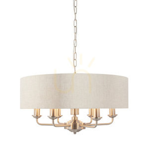 Endon Highclere Beige Fabric 6-Light Pendant Lamp 55cm small 0