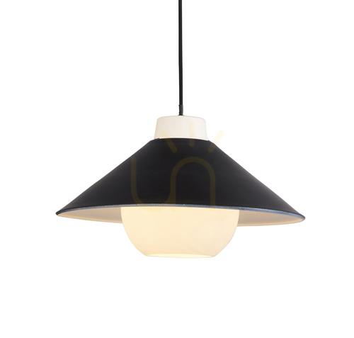 Check Pendant Light Endon Tokyo Black Steel Glass 38 cm E27 Dimmable