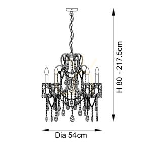 Endon Berkley 96209 Chandelier, Aged Silver, Glass, 5×E14, 54 cm small 2