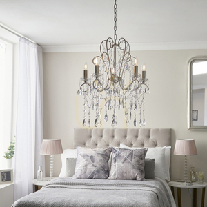 Endon Berkley 96209 Chandelier, Aged Silver, Glass, 5×E14, 54 cm small 5
