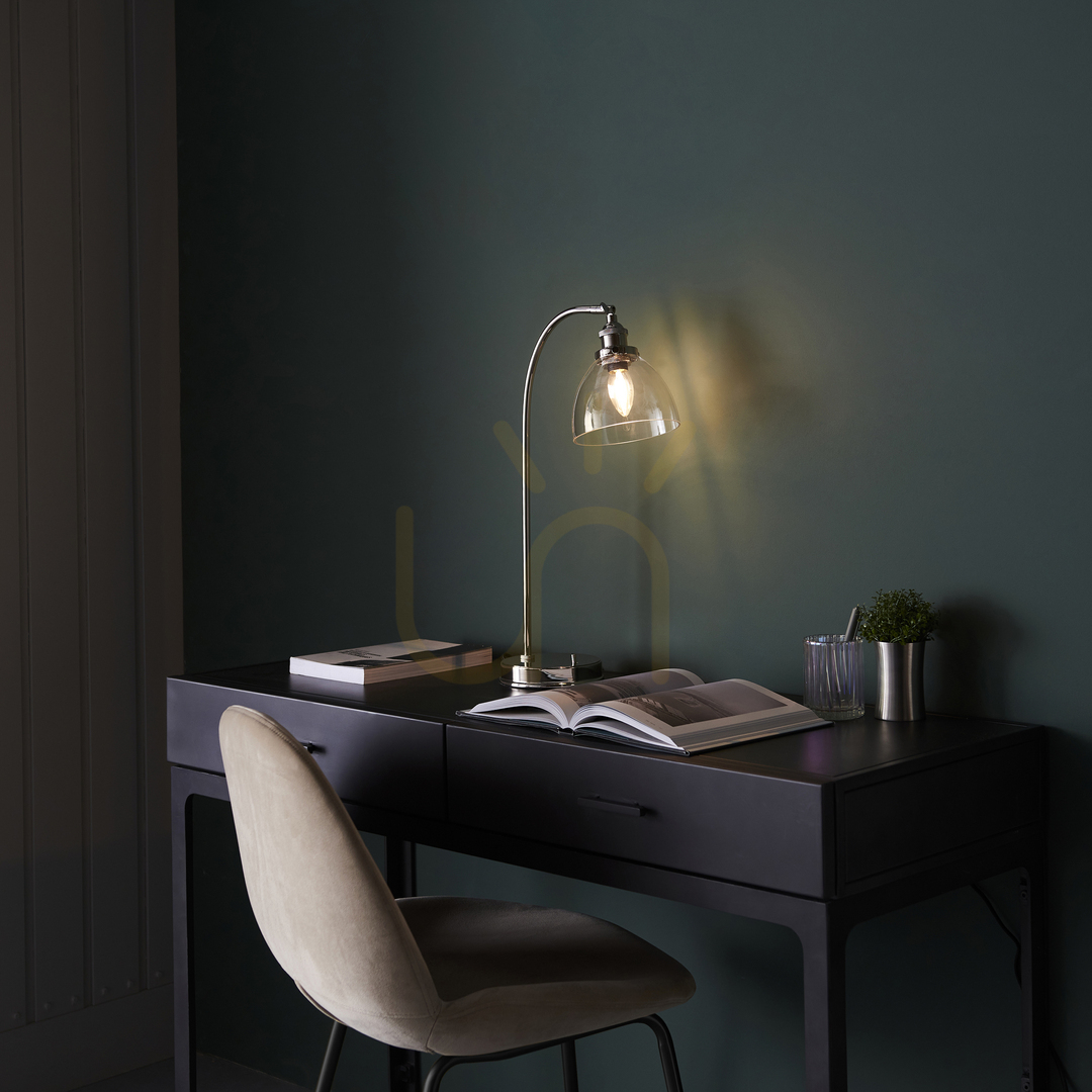 Check Table Lamp Endon Hansen Silver Steel Glass 53.3 cm Table Lamp Endon Hansen Silver Steel Glass 53.3 cm