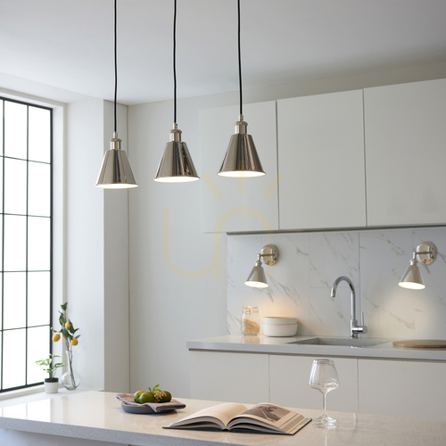 Check Pendant Light Endon Hal Silver 3-Light Steel E27 Adjustable