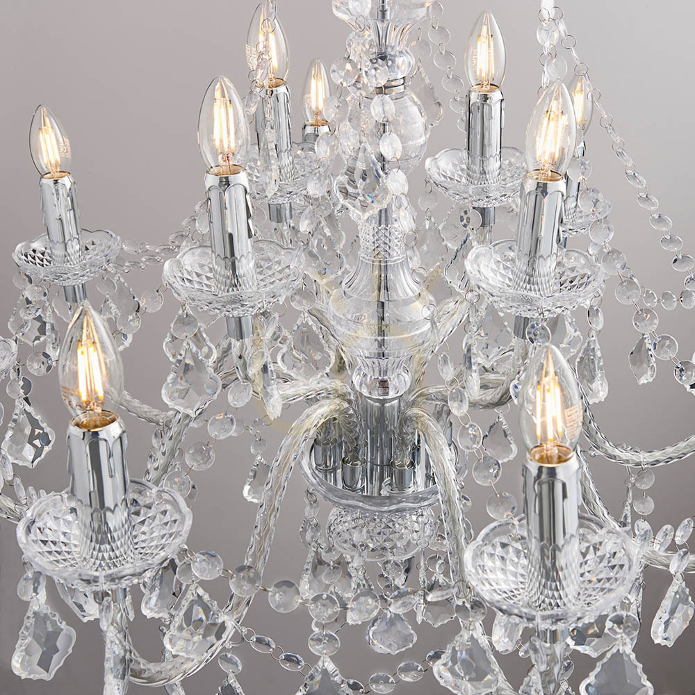 View Pendant Light Endon Clarence Chrome 12-Light Acrylic 78cm Pendant Light Endon Clarence Chrome 12-Light Acrylic 78cm