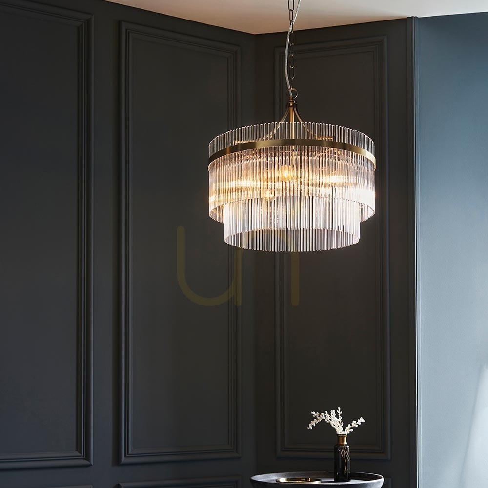 Show Pendant Light Endon Marietta Brass 5-Light 50 cm Metal Glass Pendant Light Endon Marietta Brass 5-Light 50 cm Metal Glass
