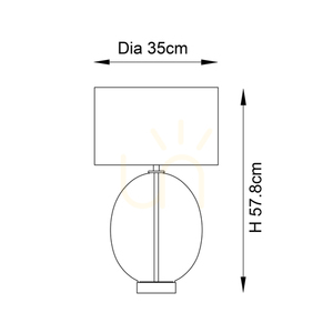 Endon KELDA OVAL table lamp, brass and glass, touch dimmer, 57.8 cm small 1