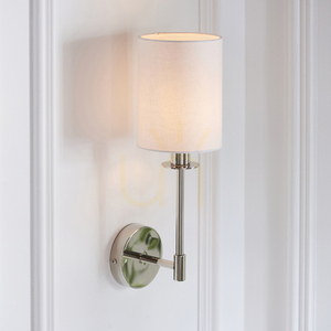 Wall Light Endon Sancerre Silver Vintage White Fabric E14 Dimmable small 2