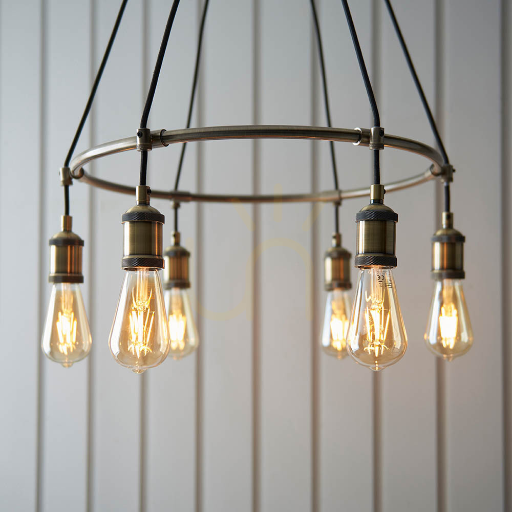 View Endon Brass 6-Light Pendant Light 54cm Steel E27 Endon Brass 6-Light Pendant Light 54cm Steel E27