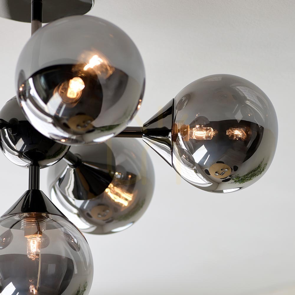 Preview Ceiling Light Endon Oscar Black 6-Light Steel Glass 49.8 cm Ceiling Light Endon Oscar Black 6-Light Steel Glass 49.8 cm