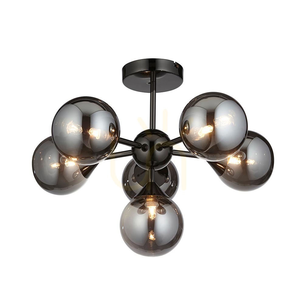 Check Ceiling Light Endon Oscar Black 6-Light Steel Glass 49.8 cm Ceiling Light Endon Oscar Black 6-Light Steel Glass 49.8 cm