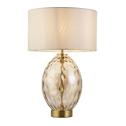Check Endon Brass Table Lamp with Vintage White Shade 53.5 cm