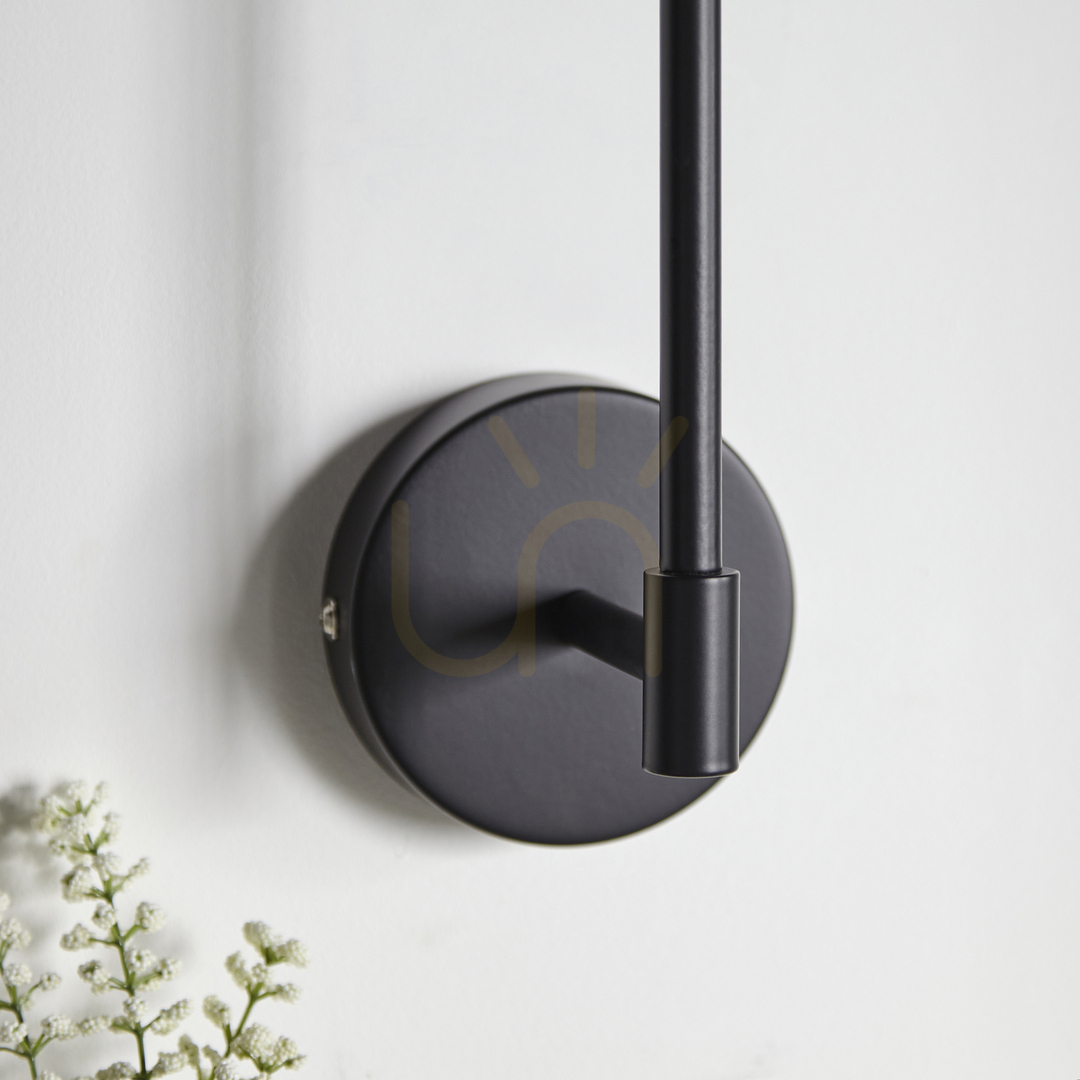 Display Endon Sancerre Black Fabric Wall Light E14 Vintage White Shade Endon Sancerre Black Fabric Wall Light E14 Vintage White Shade