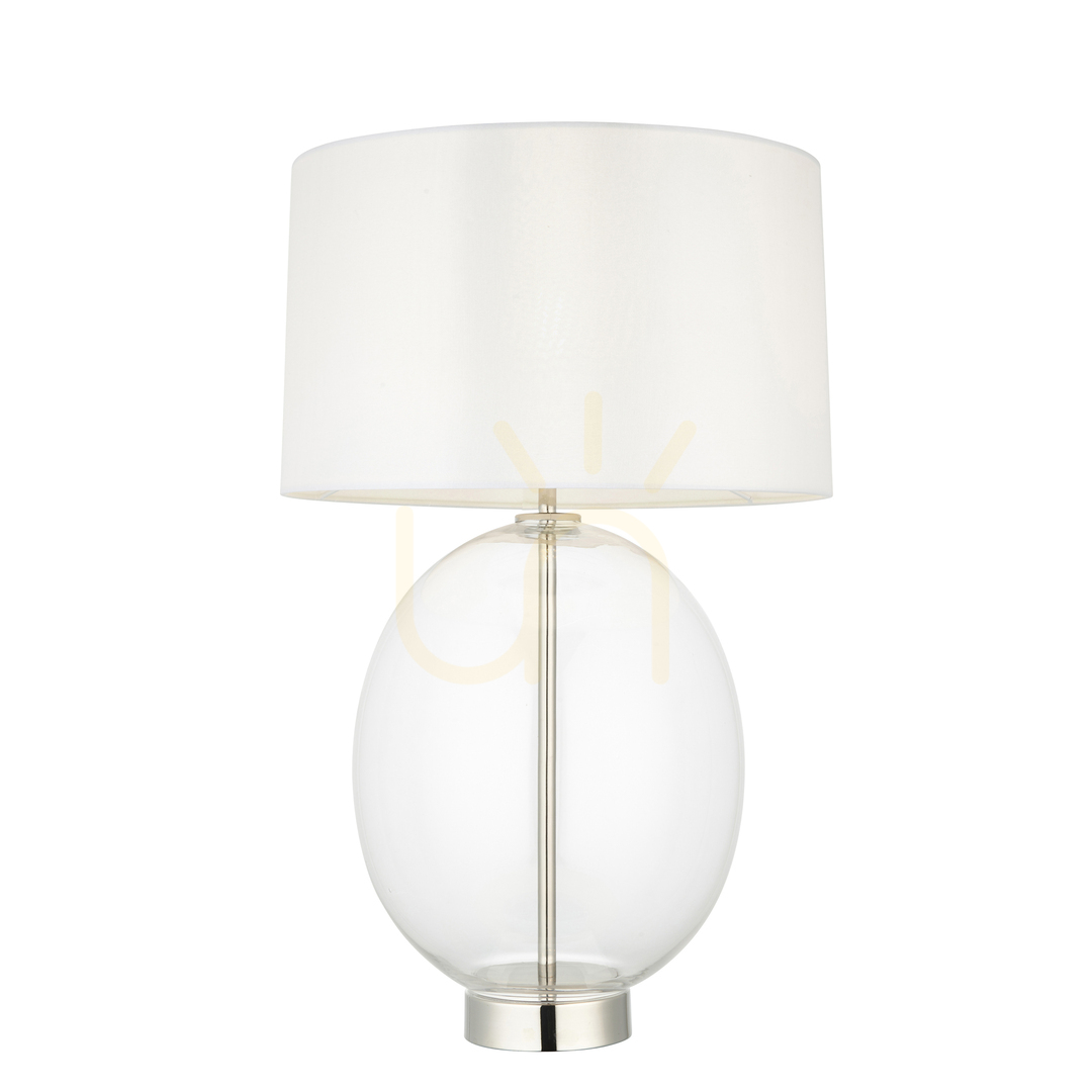 View Endon Silver Oval Table Lamp Vintage White Shade 57.8 cm Endon Silver Oval Table Lamp Vintage White Shade 57.8 cm