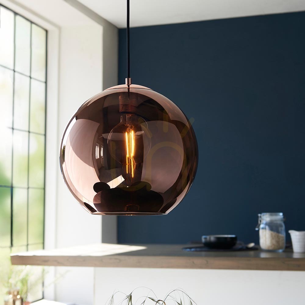 Display Pendant Light Endon Boli Black Steel Glass 30 cm Pendant Light Endon Boli Black Steel Glass 30 cm