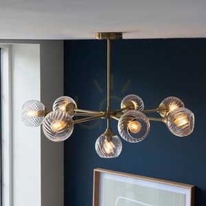Endon Brass 8-Light Pendant Lamp 77cm Steel Glass 3 Endon Brass 8-Light Pendant Lamp 77cm Steel Glass small 3