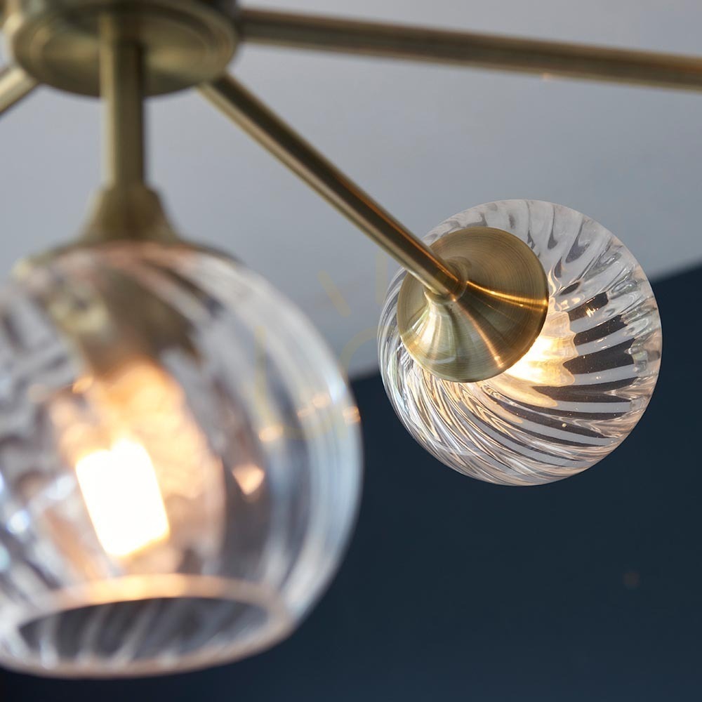 Check Endon Brass 8-Light Pendant Lamp 77cm Steel Glass Endon Brass 8-Light Pendant Lamp 77cm Steel Glass