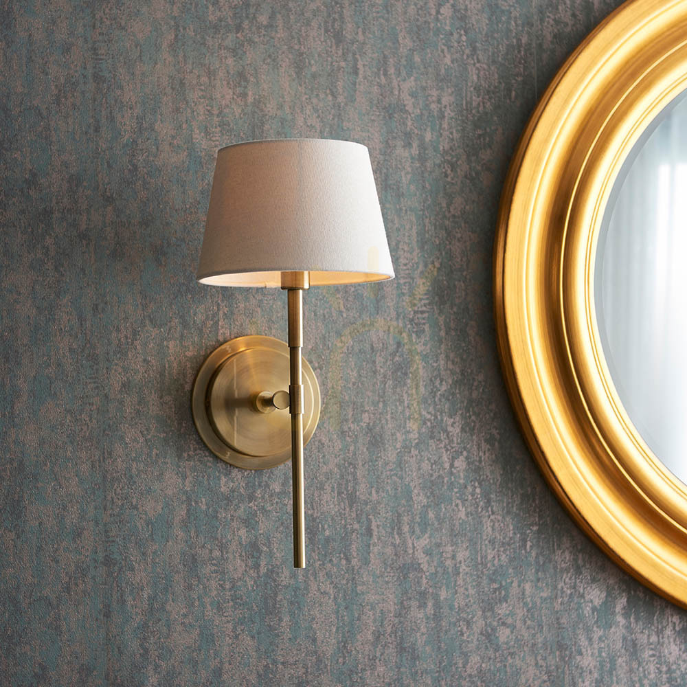 View Endon Brass Ivory Fabric Dimmable E14 Indoor Wall Light Endon Brass Ivory Fabric Dimmable E14 Indoor Wall Light