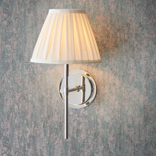 Check Endon Silver Cream Fabric Wall Light 52cm E14 Dimmable