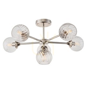 Endon Allegra Semi-Flush Ceiling Light Bright Nickel 6xE14 Spiral Glass 64 cm 104050 small 1