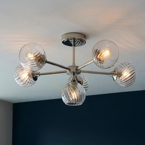 Endon Allegra Semi-Flush Ceiling Light Bright Nickel 6xE14 Spiral Glass 64 cm 104050 small 3