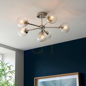 Endon Allegra Semi-Flush Ceiling Light Bright Nickel 6xE14 Spiral Glass 64 cm 104050 small 4
