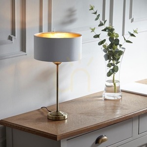 Endon Highclere table lamp, antique brass, vintage white, E14, 44.7 cm small 3