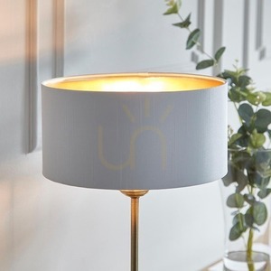 Endon Highclere table lamp, antique brass, vintage white, E14, 44.7 cm small 7