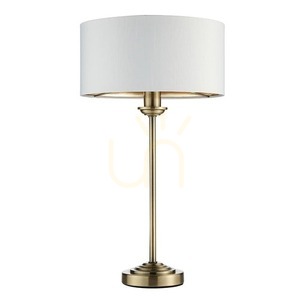 Endon Highclere table lamp, antique brass, vintage white, E14, 44.7 cm small 9