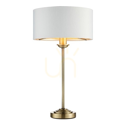 Check Endon Highclere table lamp, antique brass, vintage white, E14, 44.7 cm