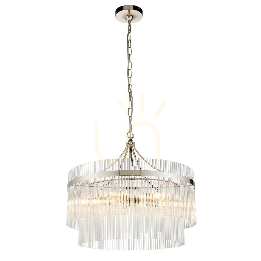 View Endon Marietta 5 Light Silver Pendant Light 50cm Metal Glass Endon Marietta 5 Light Silver Pendant Light 50cm Metal Glass