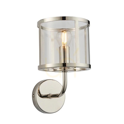 Check Endon Hopton 106003 wall light, bright nickel, clear glass, 1×E14