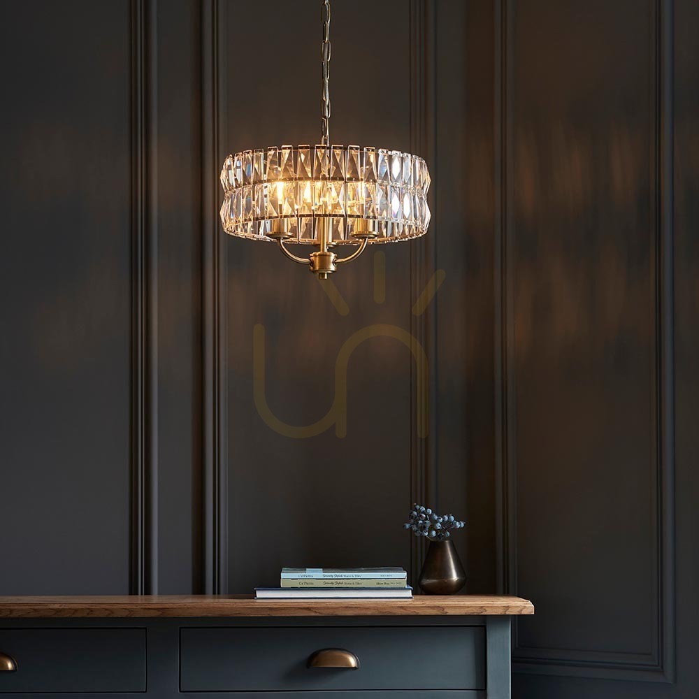 Show Pendant Light Endon Clifton Brass 3-Light E14 Steel Glass Ø38.5 cm Pendant Light Endon Clifton Brass 3-Light E14 Steel Glass Ø38.5 cm