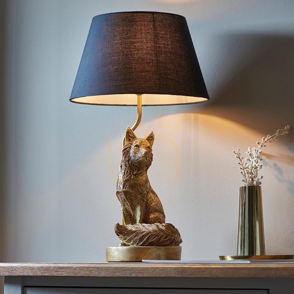 Check Table Lamp Endon Fox Black Resin Fabric Steel 53 cm Table Lamp Endon Fox Black Resin Fabric Steel 53 cm