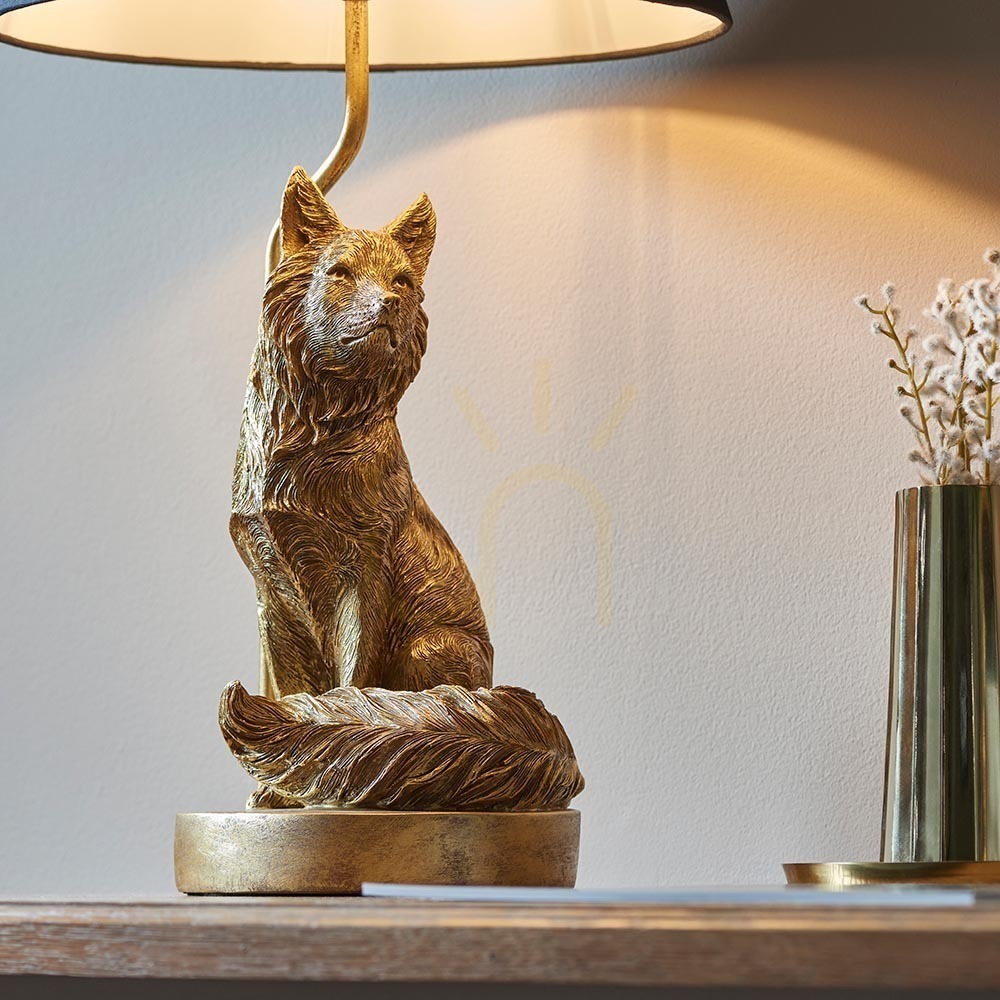 View Table Lamp Endon Fox Black Resin Fabric Steel 53 cm Table Lamp Endon Fox Black Resin Fabric Steel 53 cm