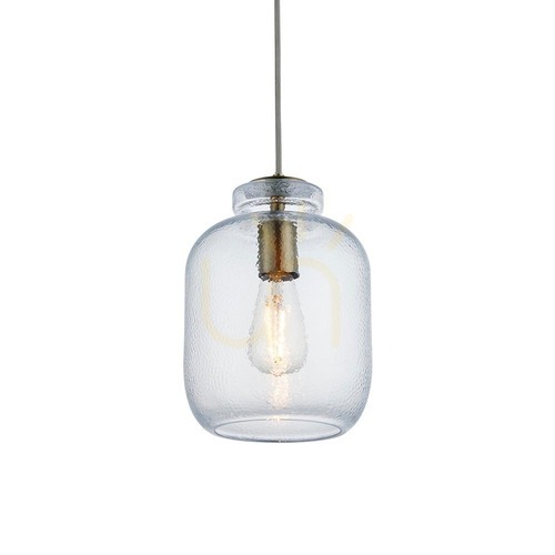 Check Pendant Light Endon Lyra Brass Glass 20cm E27 Dimmable