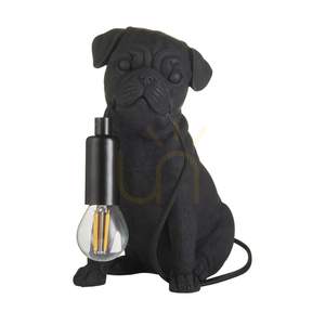 Endon Pug Puppy black resin and steel table lamp, E14 small 1