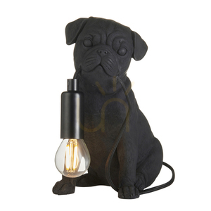 Endon Pug Puppy black resin and steel table lamp, E14 small 0
