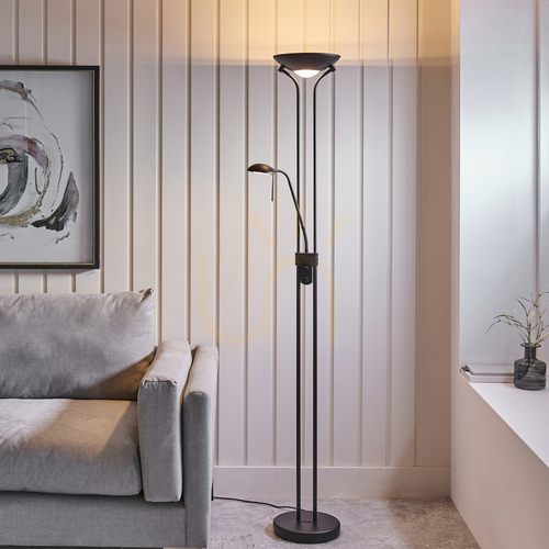Check Rome Standing Lamp Black Endon