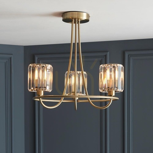 Check Endon Berenice 107801 semi-flush ceiling light, antique brass, 3×E14