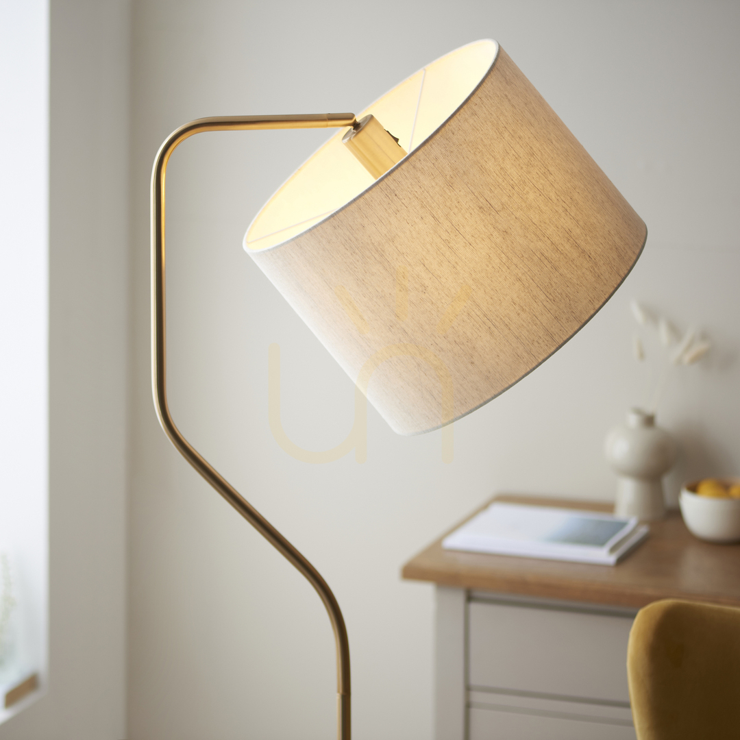 Show Standing Lamp Endon Clement Brass E27 155 cm Steel Fabric Standing Lamp Endon Clement Brass E27 155 cm Steel Fabric