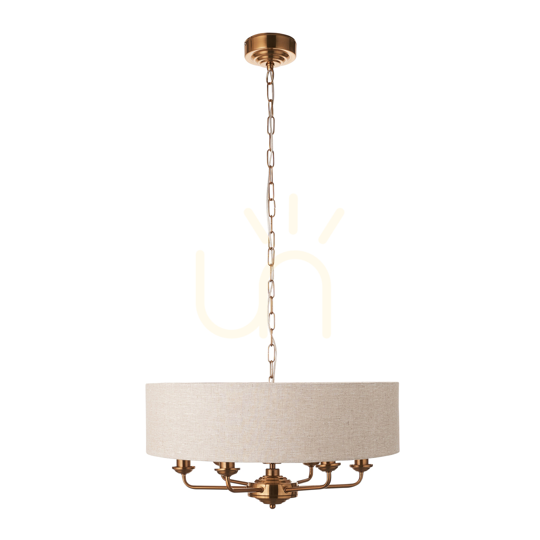 View Endon Highclere Brass 6-Light Pendant Lamp 55cm Endon Highclere Brass 6-Light Pendant Lamp 55cm