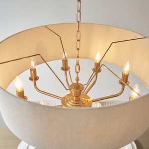 Endon Brass 8 Light Pendant Lamp 70cm Fabric Natural Shade 5 Endon Brass 8 Light Pendant Lamp 70cm Fabric Natural Shade small 5