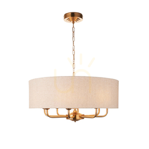 Endon Brass 8 Light Pendant Lamp 70cm Fabric Natural Shade 7 Endon Brass 8 Light Pendant Lamp 70cm Fabric Natural Shade small 7