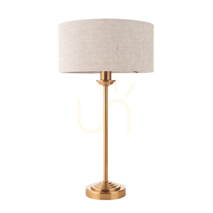 Endon Highclere Brass Table Lamp with Natural Shade small 1