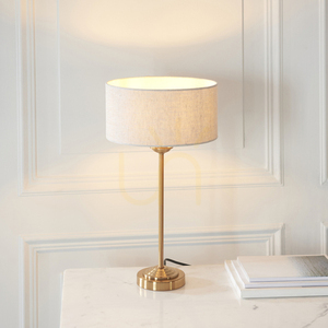 Endon Highclere Brass Table Lamp with Natural Shade small 3
