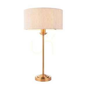 Endon Highclere Brass Table Lamp with Natural Shade small 0