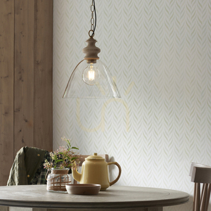 Pendant Light Endon Cotswold Brass Wood Glass Ø29 cm E27 Dimmable small 3