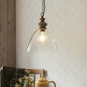 Pendant Light Endon Cotswold Brass Wood Glass Ø29 cm E27 Dimmable small 5